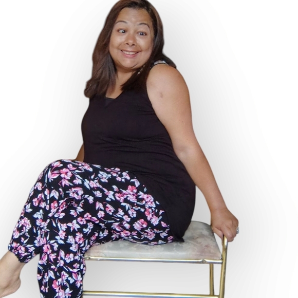 🎊3 FOR $10 CARISMA WOMENS XL PINK & BLACK FLORAL PAJAMA BOTTOMS - Picture 4 of 6